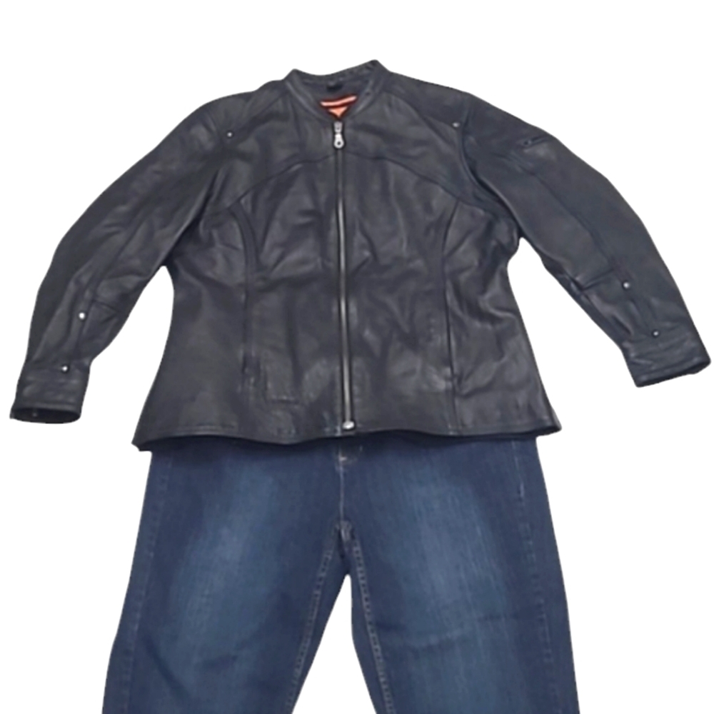 First Classics Genuine Leather Biker Jacket Zip Up Removable Liner Motorcycle